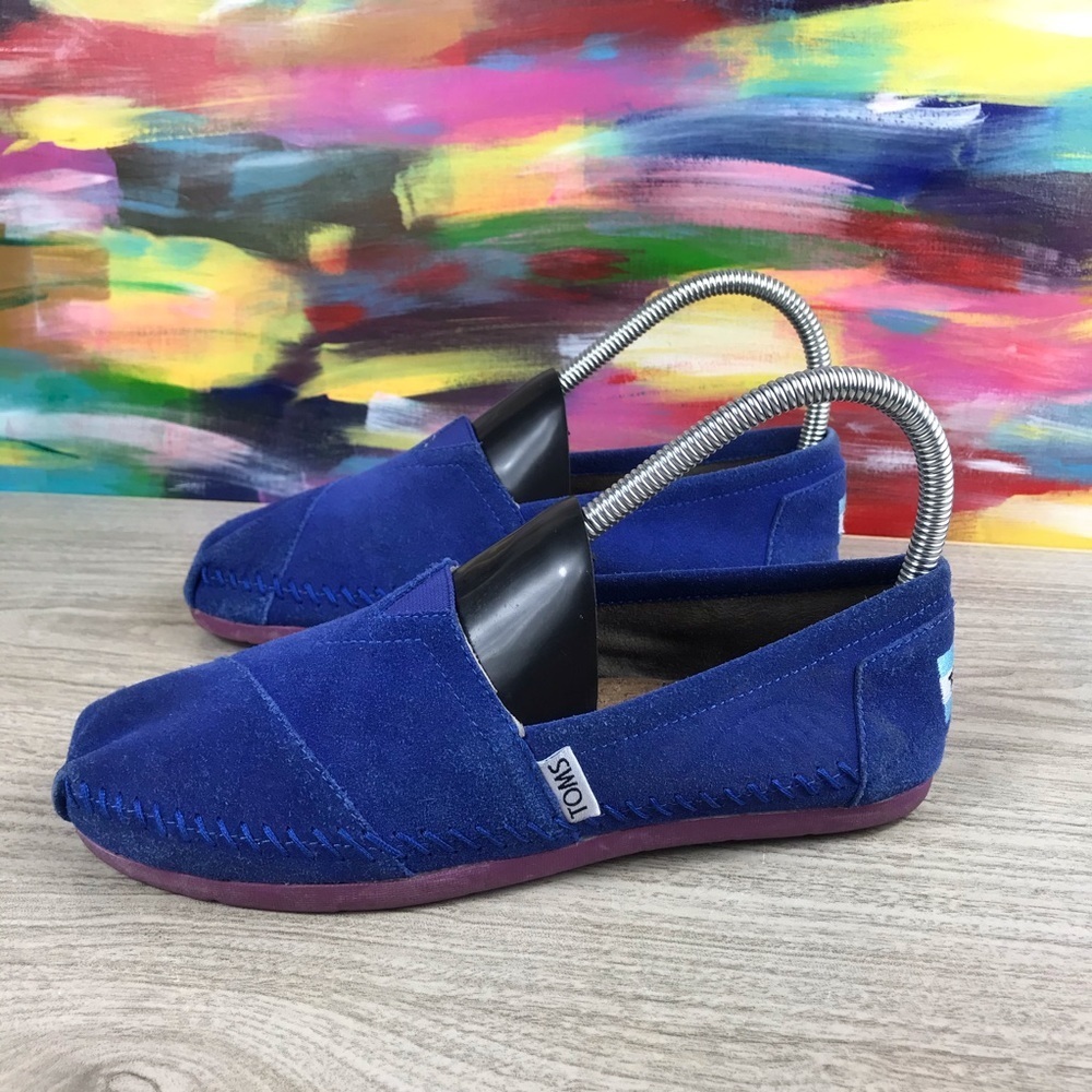 Toms Blue Suede Slip On Flats